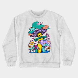 Funky Mushroom Eyes Crewneck Sweatshirt